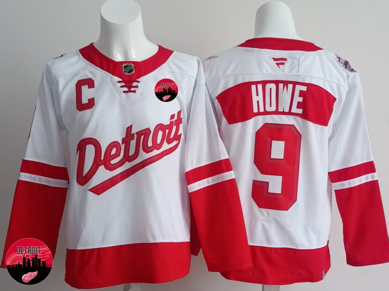 Men Detroit Red Wings #9 Howe White 2025 Fanatics Home Premium NHL Jersey style 5->detroit red wings->NHL Jersey
